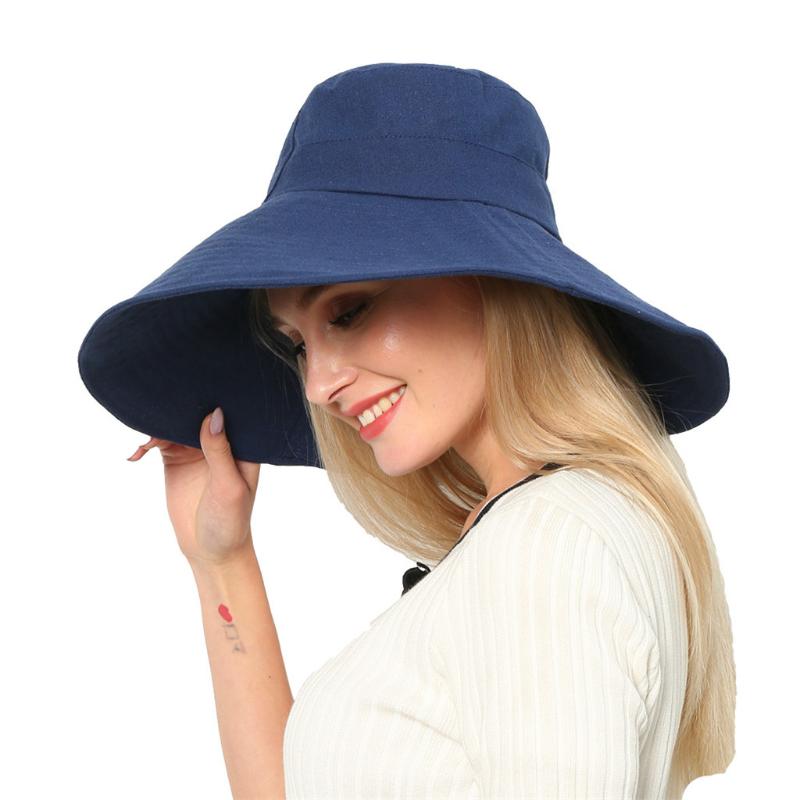 

2020 Cotton Women Spring And Summer Hat Foldable Wide Brim Floppy Cap Sun Fisherman Hat outdoor travel Sun Cap Hats, Beige