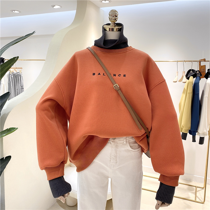 

2021 New Woman's Fleece Oversize Fake Two-piece Sweatshirts Solid Female Hooded Pullovers Thicken Warm Hoodies M4dh, Gray