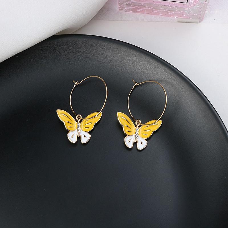 

Korean Style Enamel Butterfly Hoop Earrings Big Size Trendy Animal Jewelry Prom Party Butterfly Earrings gift for women girls1