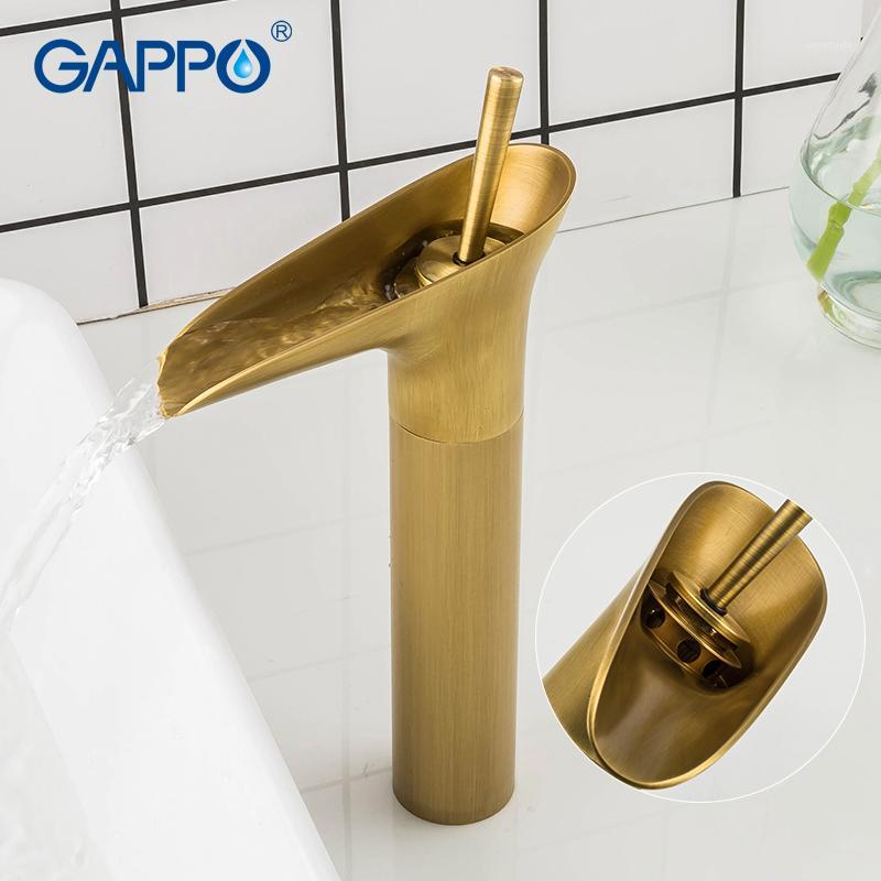 

GAPPO Basin Faucet antique brass waterfall faucet basin sink mixer taps bathroom water taps deck mounted1