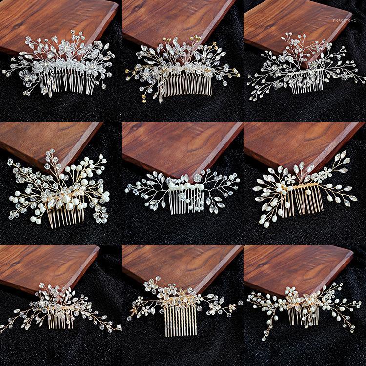 

handmade Gold Silver Color Crystal Hair Comb women Bridal Ornament Wedding hair Accessories Wholesale1