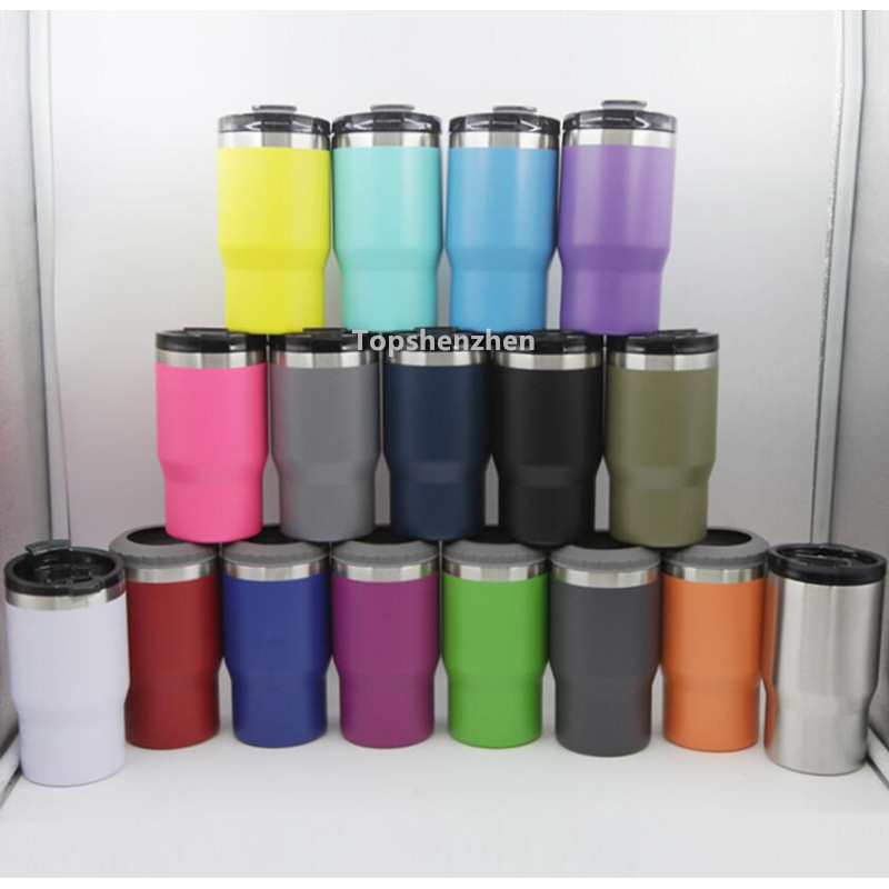 

4-in-1 14oz Coffee Cups Tumbler Stainless Steel 12oz Slim Cold Beer Bottle Can Cooler Holder Double Wall Vacuum Insulated Cup Drink Mug Regular Cans Bottles With Two lid, As pic show