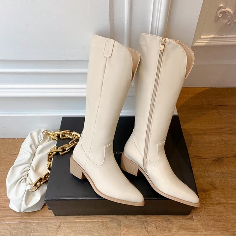 

Women boots High Heels Wedges Long Boots Lady Riding Cowboy Designer Pointed Toe Knee Thigh High size 31-46 d-777, Beige with fur