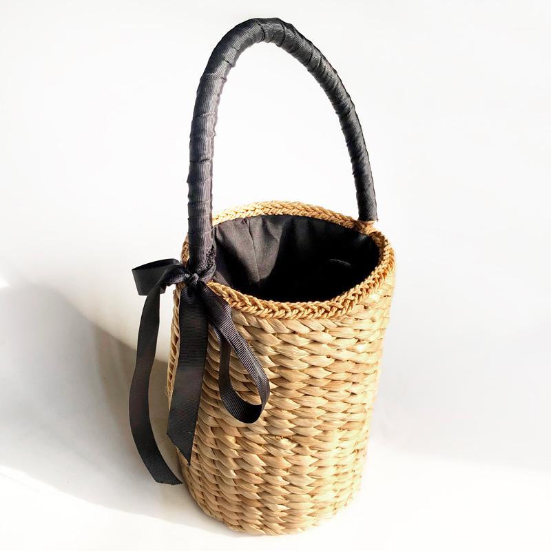 

New ins straw bag summer mini rattan bag small bucket bucket hand1, Beige