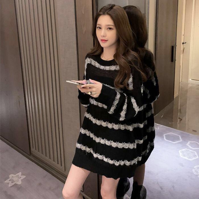 

2020 Autumn Plus Size Women's New Style Thin Long Sleeve Knit Cardigan Sweet and Gentle Hollow Top, Black