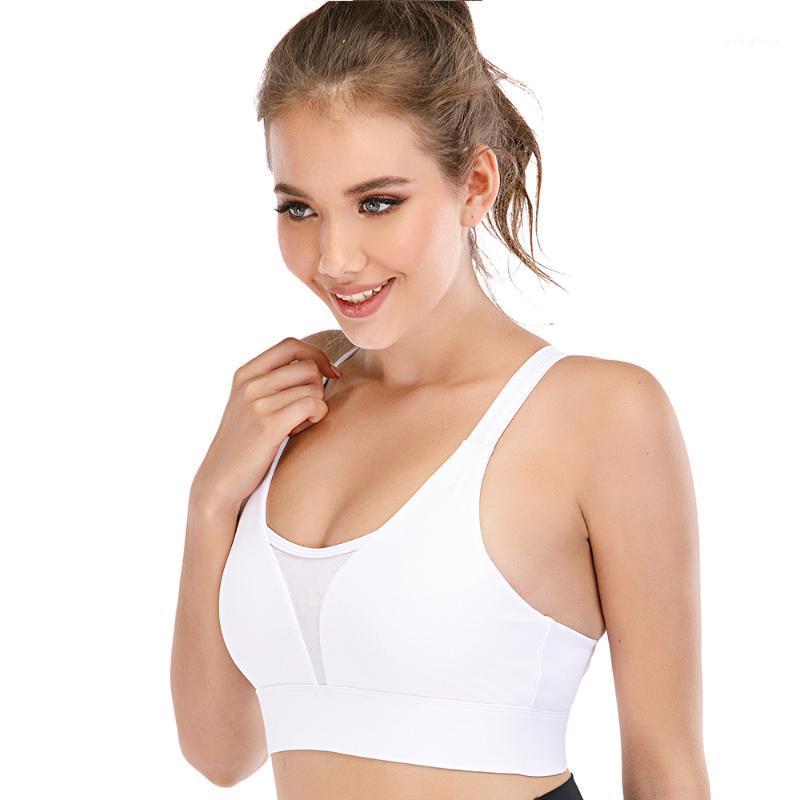 

LUKITAS Women Sports Bra Push Up Workout Yoga Crop Tops For Women Gym Cross Back Nylon Mesh Running Training Femme Gym Bra Tops1, Green