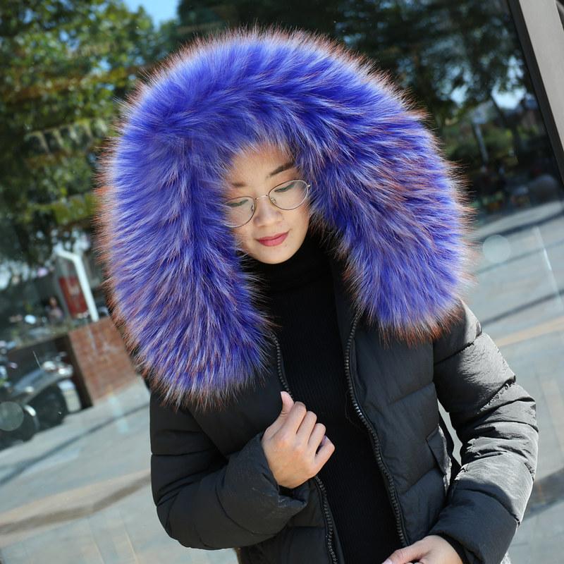 

Qearlstar Faux Raccoon Fur Scarf Women Men Winter Jackets Hood Fur Decor Multicolor Collar Coat Warm Accessories Wraps ZKG42