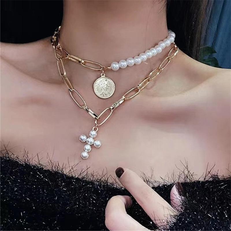 

Pendant Necklaces PHYANIC Simulated Pearl Necklace Women Multilayer Coins Chain Ladies Girls Jewelry Gold Color Trendy Naszyjnik