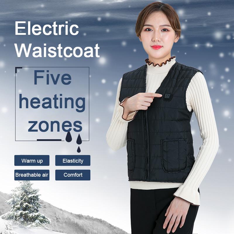 

Warm vest 5 zone Heating Coat Thermal Heated Vest Warm Winter Electric USB Hiking Vests Men Women, 01