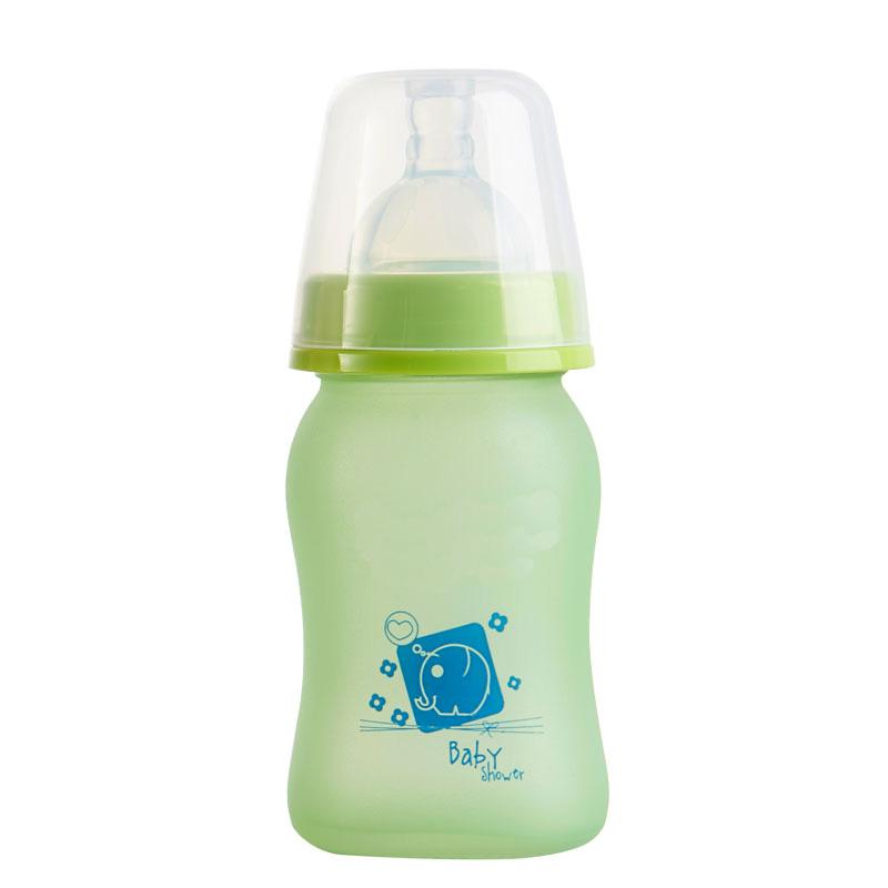 

150ml/240ml Wide Mouth Arc Baby Children Milk Bottle For feeding Discolourable Bottle Made Of Glass And Silicone