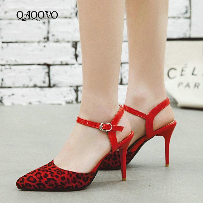 

2021 New Spring Autumn Faux Suede Thin Heel Party Shoes Women Sexy Leopard High Heels Fashion Pointed Toe Buckle Pumps1, Black