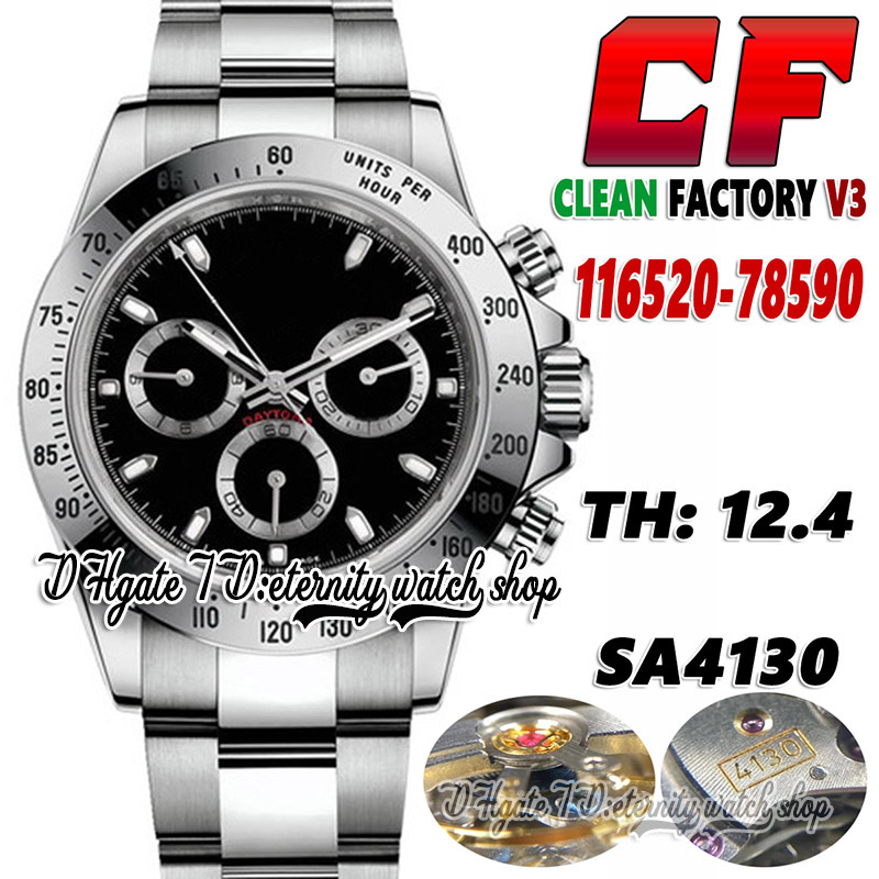 

2022 Clean V3 TH:12.4mm 116520 SA4130 Chronograph Automatic Mens Watch Black Dial SS+ 904L Stainless Bracelet And Case Super version Eternity Stopwatch Watches 116500, Watch waterproof cost
