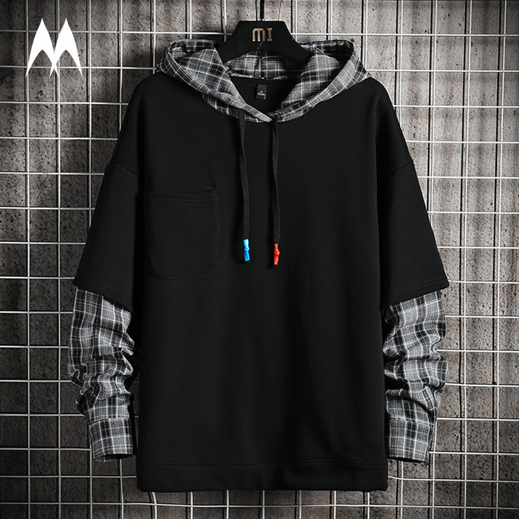 

Plaid Patchwork Hoodie Men 2020 Brand New Hoodies Men High Street Oversized Hooded Sweatshirts Streetwear Men Clothing kg-161, Wa7601grey