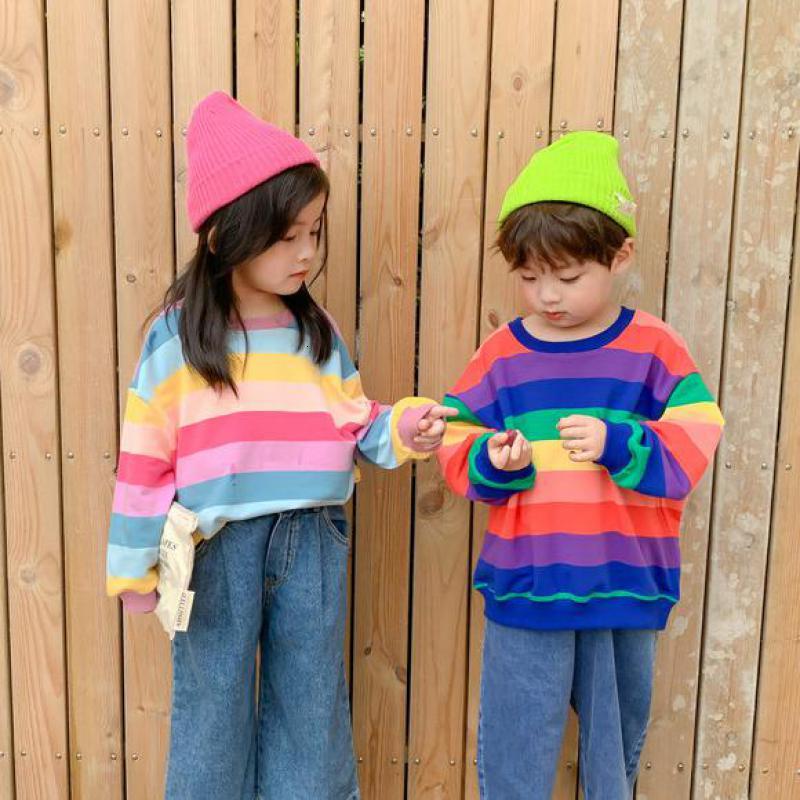 

2021 New Popular Raiow Striped Children Pullovers Autumn Baby Boys Sweatshirts Twins Clothes Fashion Toddler Girls Hoodies Tops Tnxp, 2020q04pink