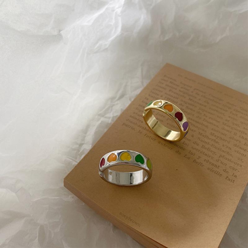 

Kpop New Design Small Love Heart Metal Punk Opening Rings For Women Girls Party Aesthetic Jewelry accessorie Gifts