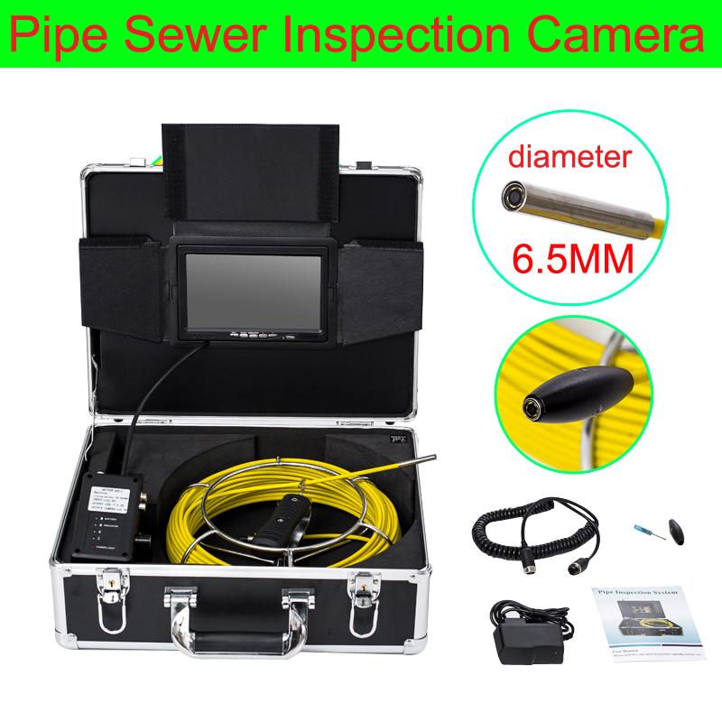 

20M Drain Industrial Endoscope 6.5MM Pipe Inspection Waterproof Camera Head 7'' Screen With DVR