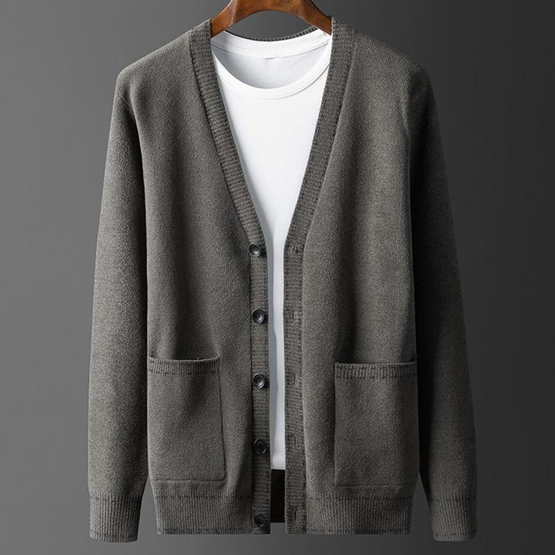

New Fashion High Quality Autumn Men Cardigan Fashion Outerwear Sweater Coat V-neck Casual Computer Knitted Thick Plus Size M-4XL