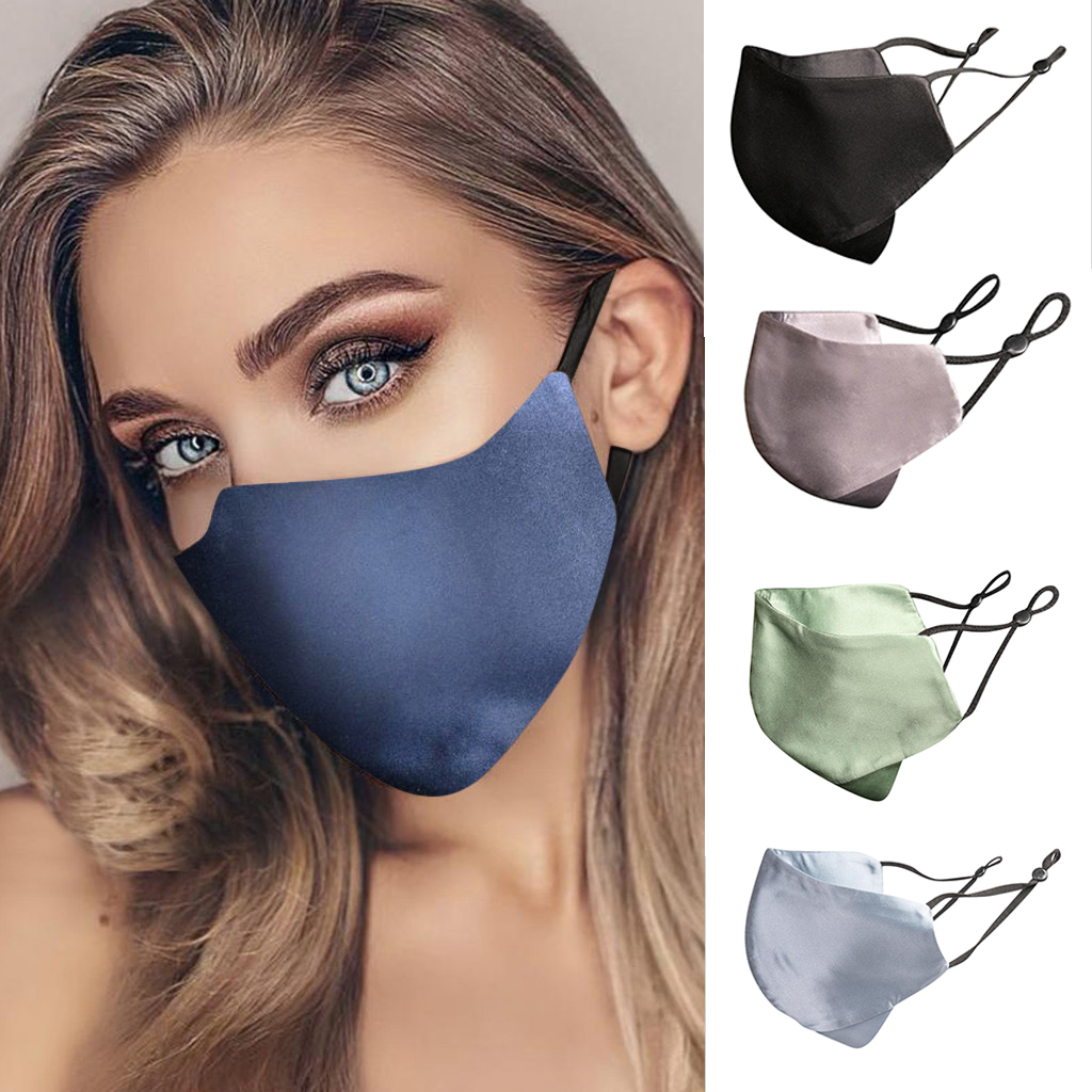 

Silk Mask Women Fashion Face Mask Sunscreen Breathable Double Layer Silk Face Masks Solid Color Reusable XD24135