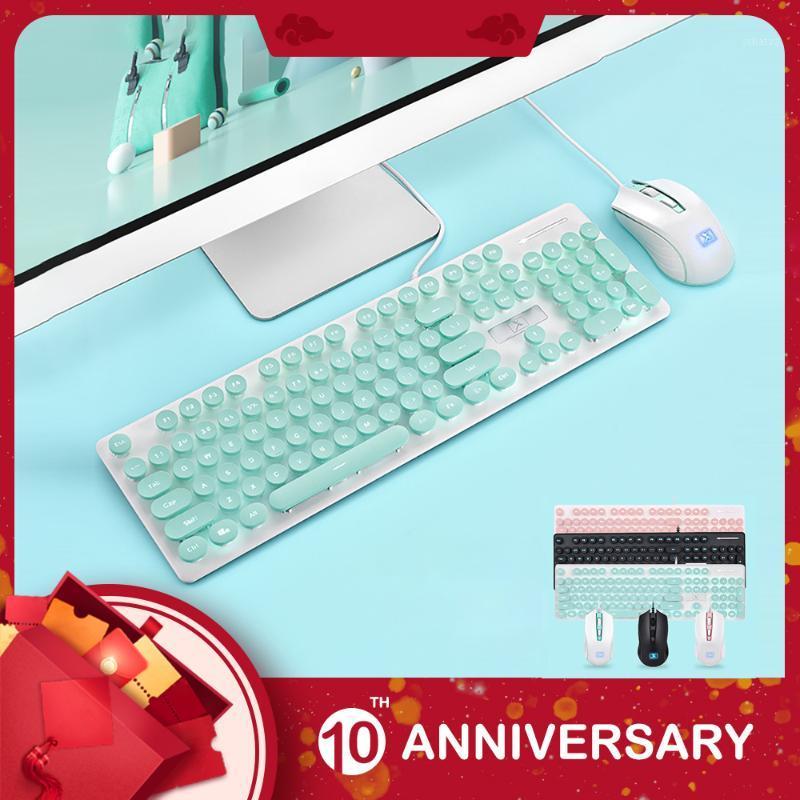 

KIITO K8 Punk Wired Keyboard Mouse Set Round Key Cap For PC Computer Stylish Mechanical Texture Gaming Mouse And Keyboard Set1