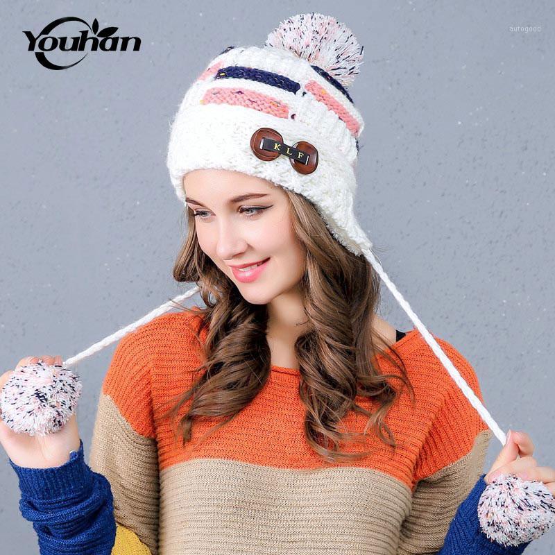 

Beanie/Skull Caps YOUHAN Skullies Beanies Winter Hat For Women Lovely Warm With Three Hairball Kni Cap Fashion Hats1, Black