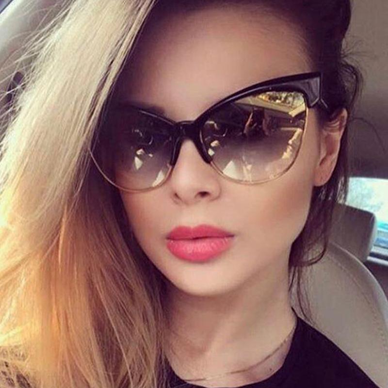 

Sunglasses Half Frame Cat Eye Shades Sunglass Woman 2021 Vintage Fashion Luxury Designer Sun Glasses Unique Eyewear UV400