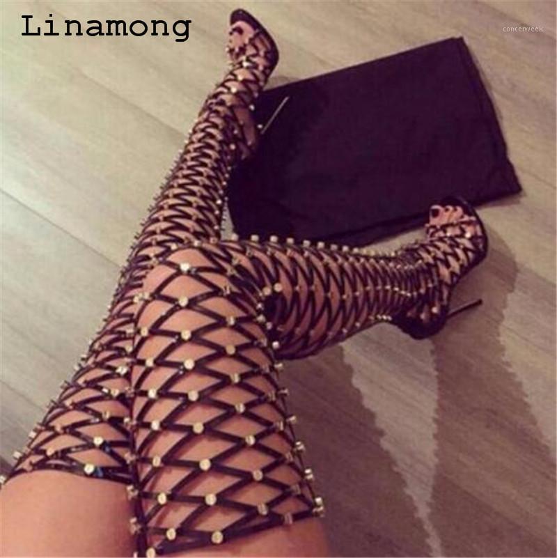 

Newest Fashion Sexy Women Cross-tied High long Boots over-the-knee PU leather Women strange Style Boots1, As picture
