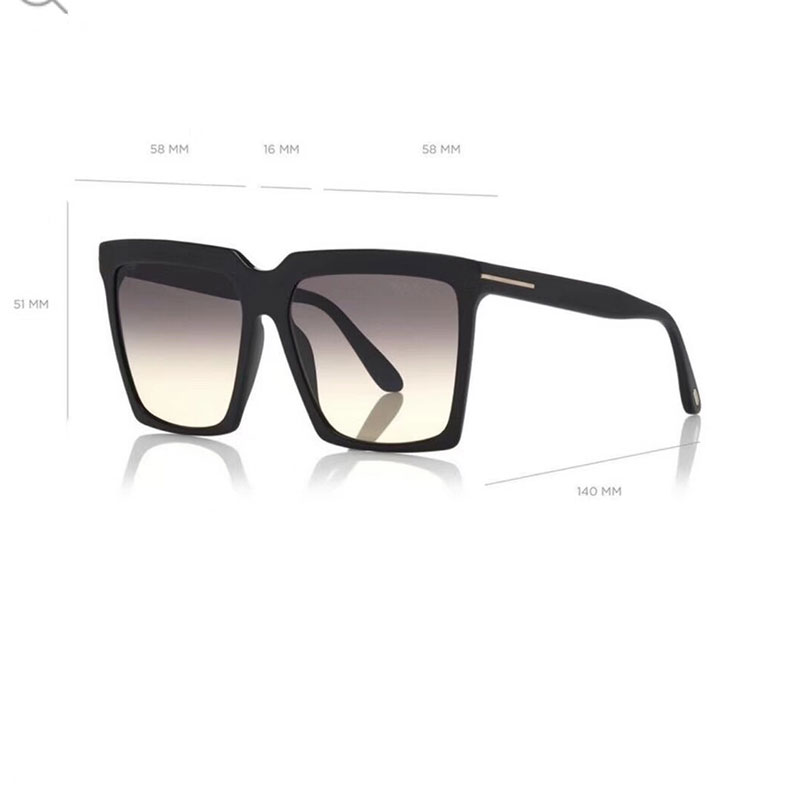 

Mens Women Sunglasses Fashion FT0764 designer big Square ladies glasses UV400 ford Black classic sunglasses Original Box