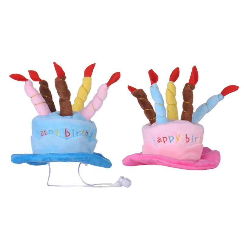 

Dogs Pet Dog Birthday Caps Hat with Cake Candles Design Birthday Party Costume Headwear Accessory, Blue
