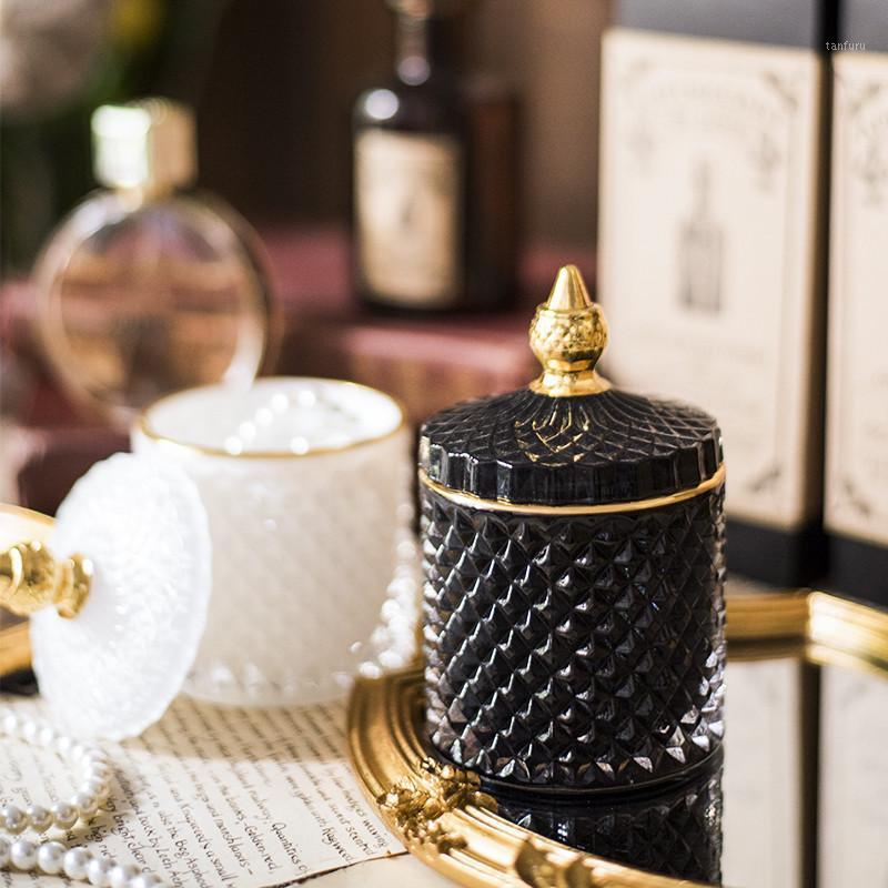 

Luxury Solid Color Glass Storage Jar Bottle Jewelry Storage Box with Lid1
