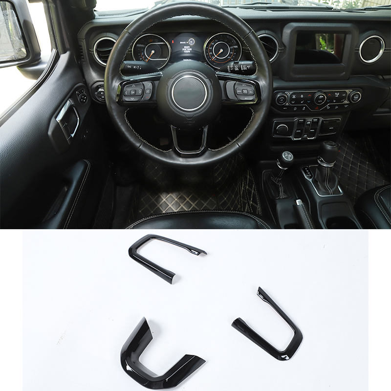 

Black ABS Steering Wheel Decoration Cover For Jeep Wrangler JL JT 2018+ High Quality Auto Exterior Accessories