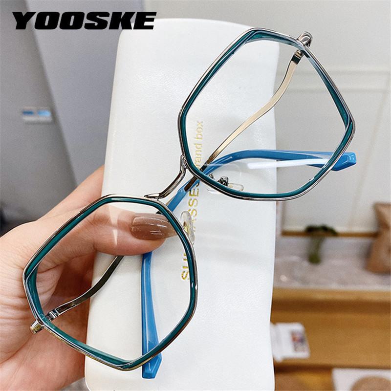 

YOOSKE Anti-blue Light Glasses Women Men Irregular Metal Eyeglasses Fashion Bent Legs Eyewears Block Blue-Ray Spectacle Frames