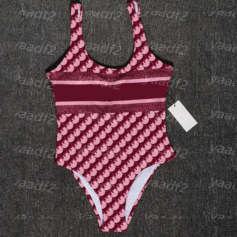 Letters Printed Womens Swimsuit One Piece Padded Backless Swimwear Charming Summer Fashion Bathing Suit-image-536974002