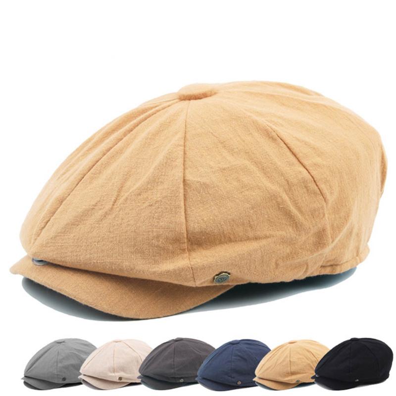 

feitong Unisex Flat Cabbie Newsboy hat Autumn Winter Unisex Linen Vintage Newsboy hat Fashion Painter Solid Color Beret#y35, Black