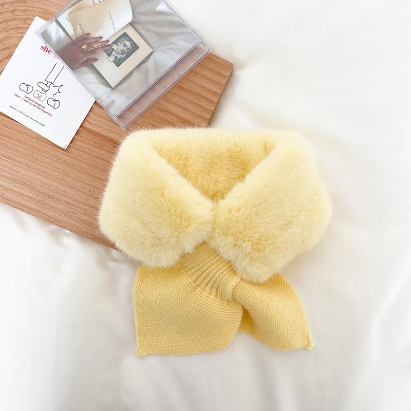 

Korean Version Autumn Winter Children's Scarf New Baby Cute Cold-Proof Collar Plush Warmth Cute All-match Solid Knitted Bib D15
