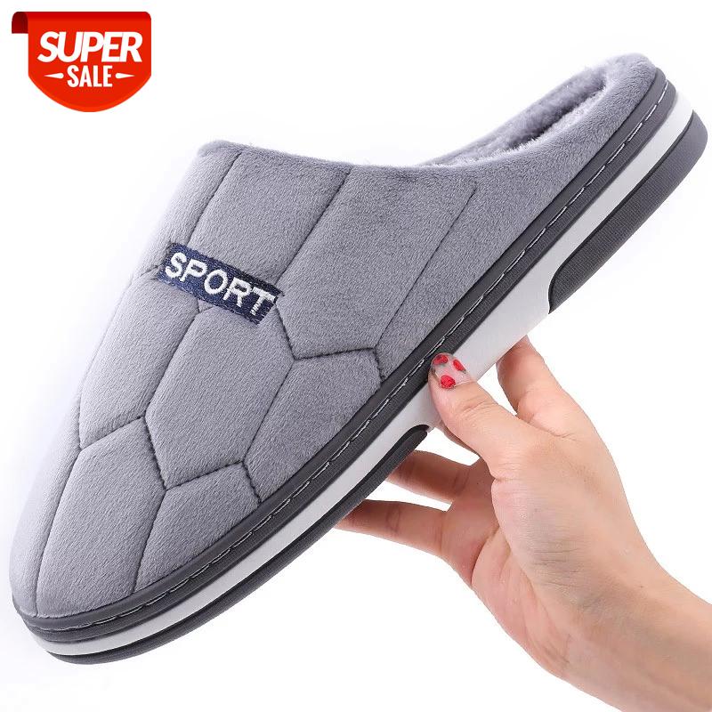 

Large size 46-51 Winter House slippers Men Striped comfortable Indoor slippers Short plush Warm Non slip men Gray/Brown #4x8W, Black