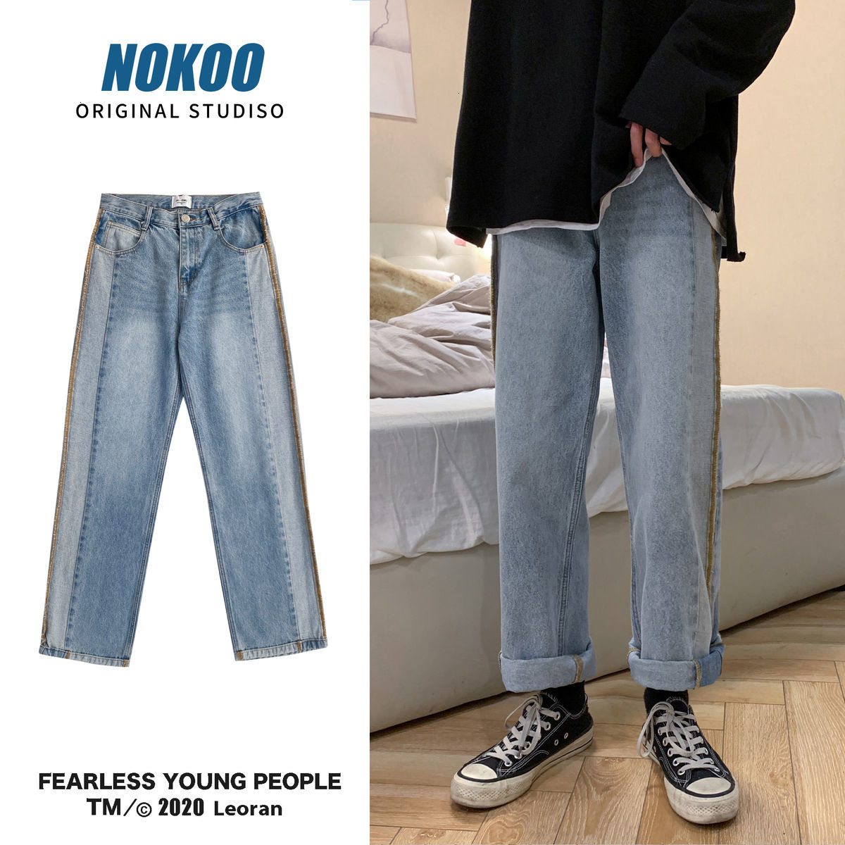 

Brem 2021 Male Spring New Drops Straight Leg Campus Pants Size Young M-5xl UHH4, Black