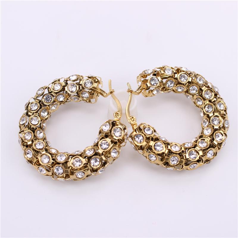 

Stainless steel Hoop earrings crystal Fashionable temperament Women jewelry Simple and easy 40mm H871