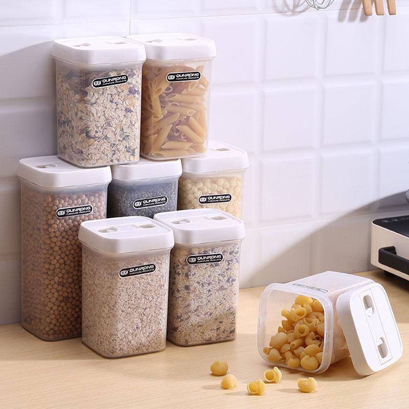 

Household Sealed Can Kitchen Items Storage Box Organizer Transparent Containers Cereal Moisture Proof Dustproof Candy Tank