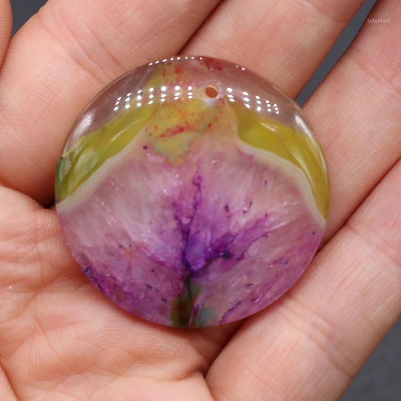 

New Natural stone pendant round two-color agates pendant necklace for DIY jewelry best birthday gift size 38x38mm1
