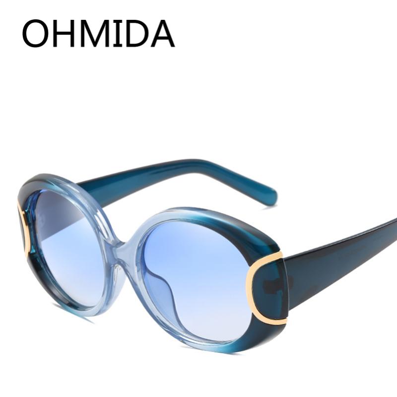 

OHMIDA High Quality Oval Sunglasses Women Mirror Sun Glasses for Female Summer Style Brand Designer Vintage Driving Sunglasses