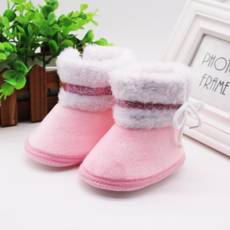 

Winter Baby Boots Infants Newborn First Walker Soft Sole Fur Snow Warm Toddler Booties -18M, White