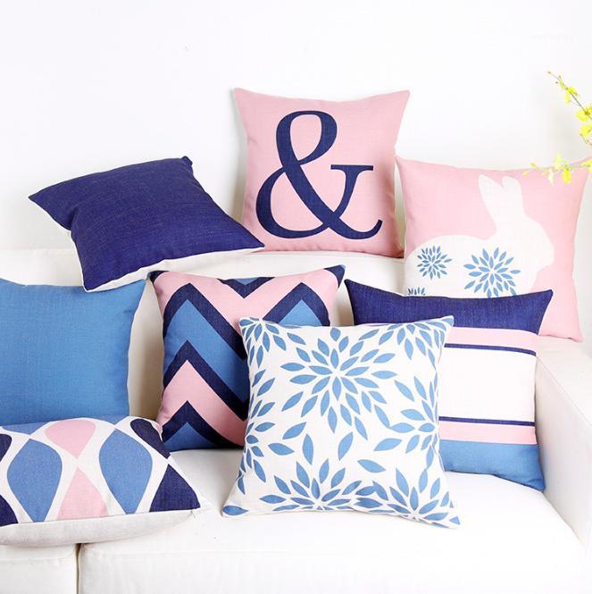 

Pink Geometric Flower Neck Body Pillowcase Linen Bed Pillows Cover Couch Seat Cushion Pillow Home Decoration Gift1