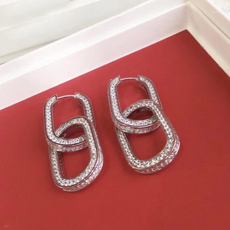 

2020 High Fashion Dangle Earrings Luxury Fine Jewelry For Women Party Wedding Silver Color Tassels Earrings Hand Inlay Zircon1