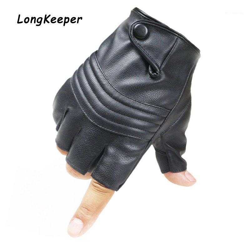 

LongKeeper Hot Sale Fashion Men PU Leather Driving Gloves High Quality Half Finger Fitness Gloves Women Sports Fingerless1