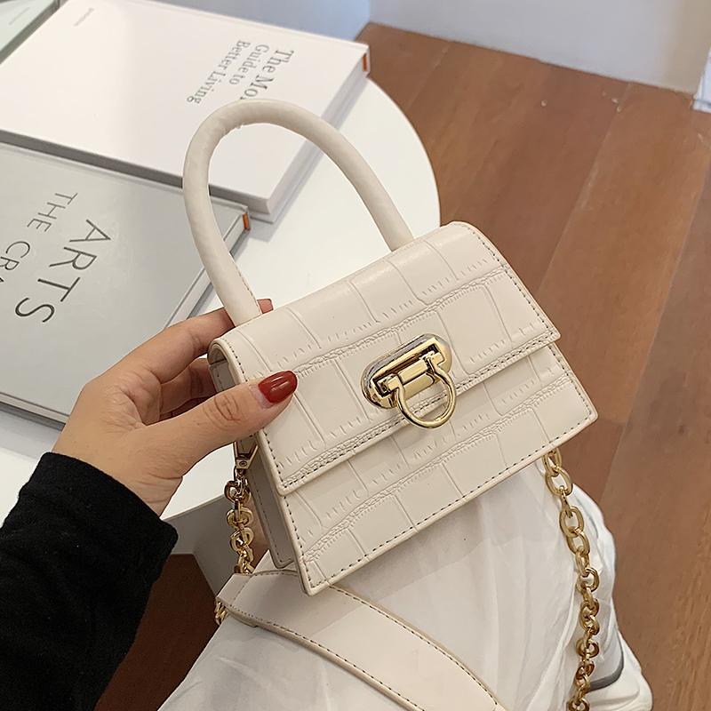 

Korean Design Fashion Stone Pattern Square Bag Handbag Shoulder Bag Messenger Width 15cm Height 10cm Thickness 5cm, Black