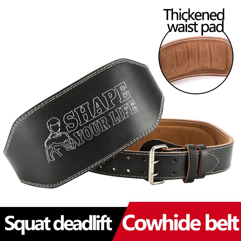 

Waist Support [Professional Cowhide Fitness Belt] Belt Men's Squat Heavy Weight Deadlift Lifting Abdomen, Black