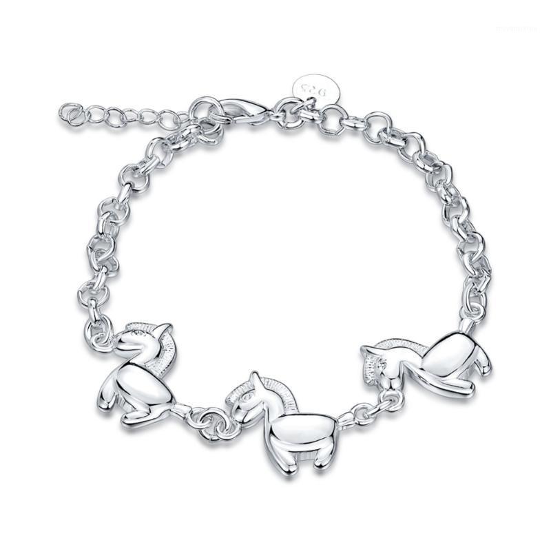 

2020 new accessories three running horse child bracelet standard silver lobster buckle cute cartoon bracelet1