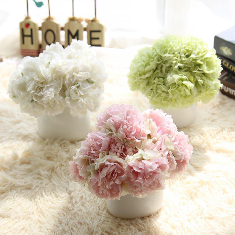 

1 Bunch (1 Bunch=5Heads) Artificial Simulation Flowers Decorative Silk Flower For Home Wedding Party P0.5, Green