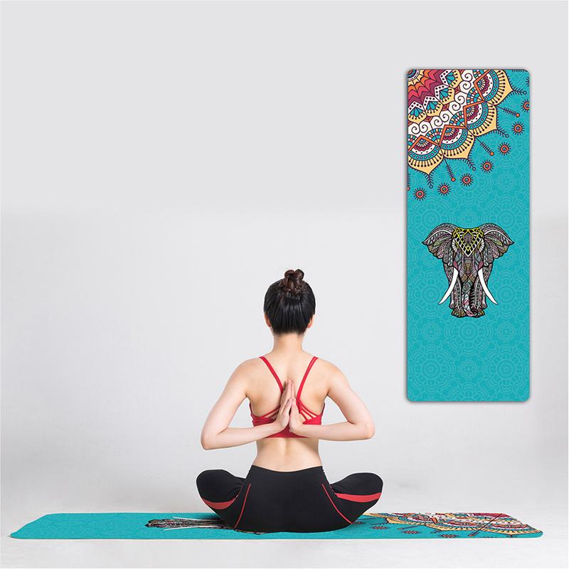 

185*63cm Classic Mandola Yoga Towel Diamond Texture Non-slip Portable Travel Yoga Mat Towel Pilates Cover Fitness Blanket, Blue