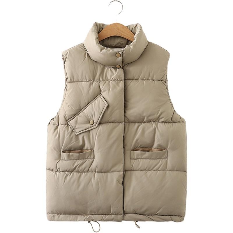 

Casual Solid Cotton Liner Jacket For Women 2020 Autumn Winter Outerwear Sleeveless Single Breasted Coats Thicken Veste Femme, Black
